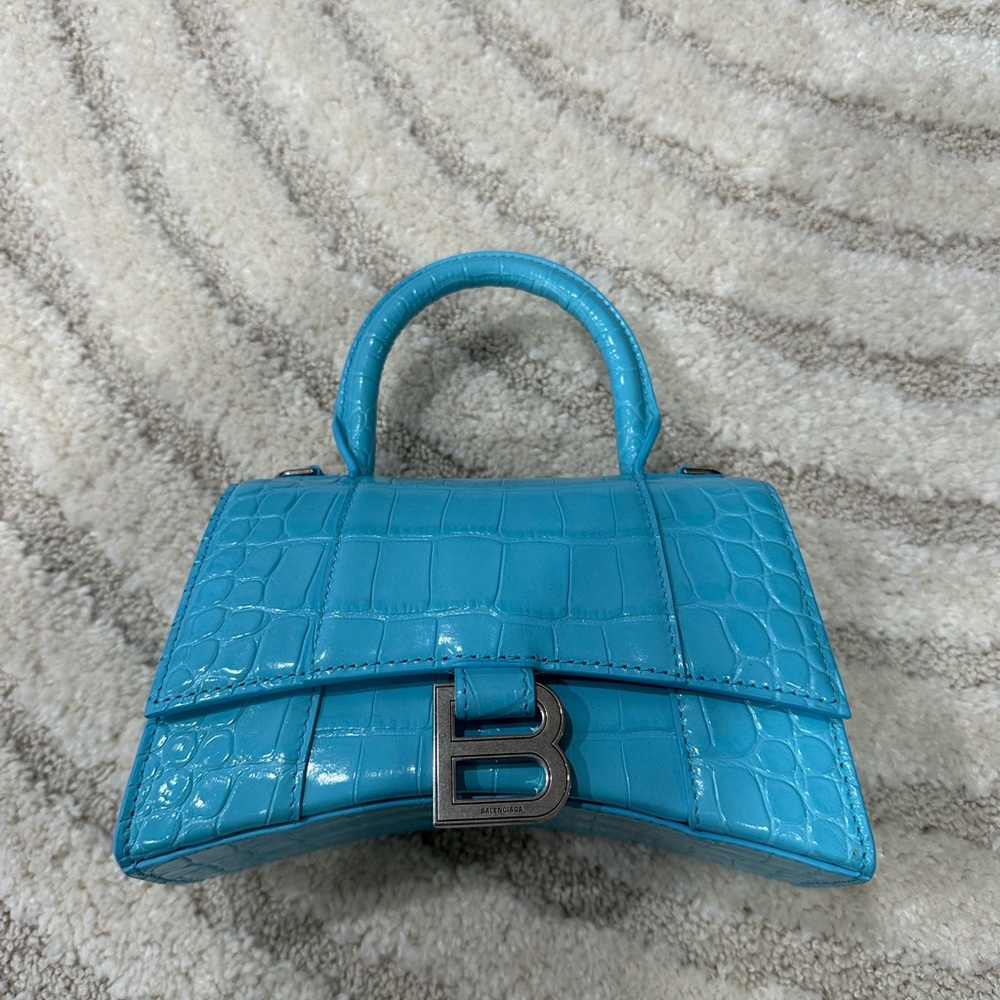 Balenciaga Turquoise Croc-Embossed Mini Bag